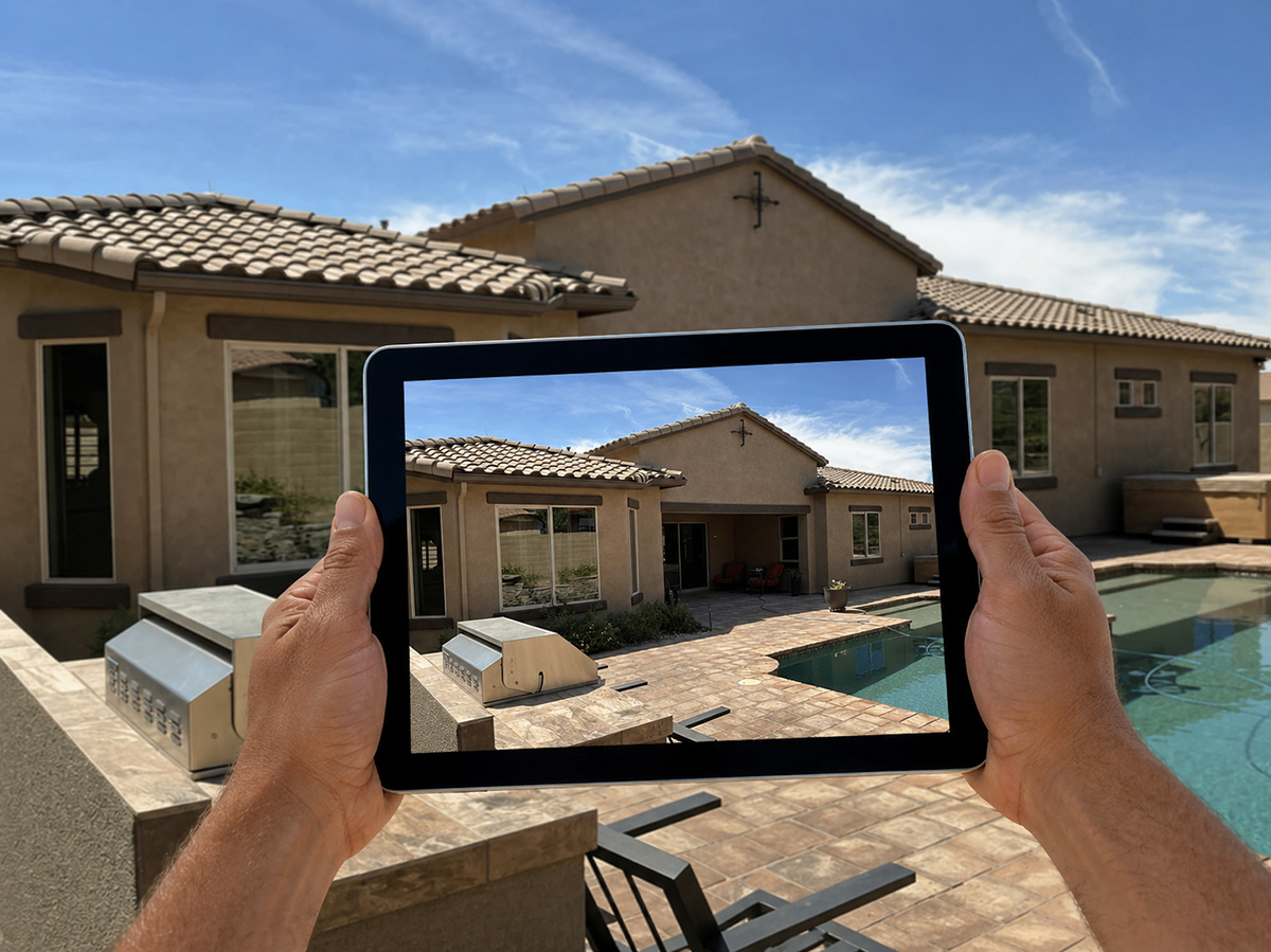 Date of death appraisal showing property valuation on tablet for estate purposes